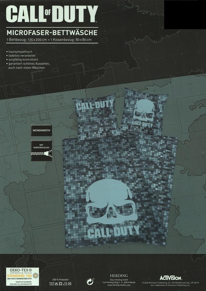Bettwäsche Call of Duty - Skull Pixels - 135 x 200cm + 80 x 80cm - Mikrofaser